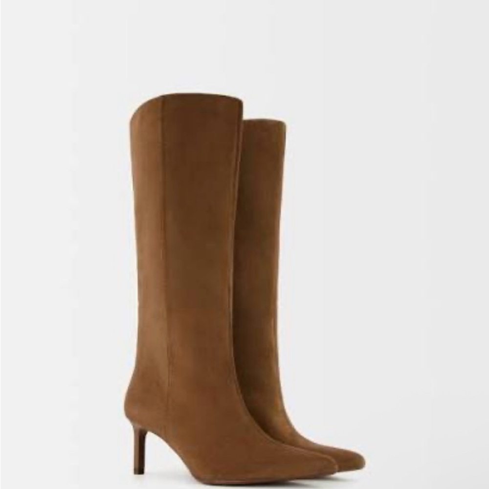 Bershka Tan Knee-High Boots